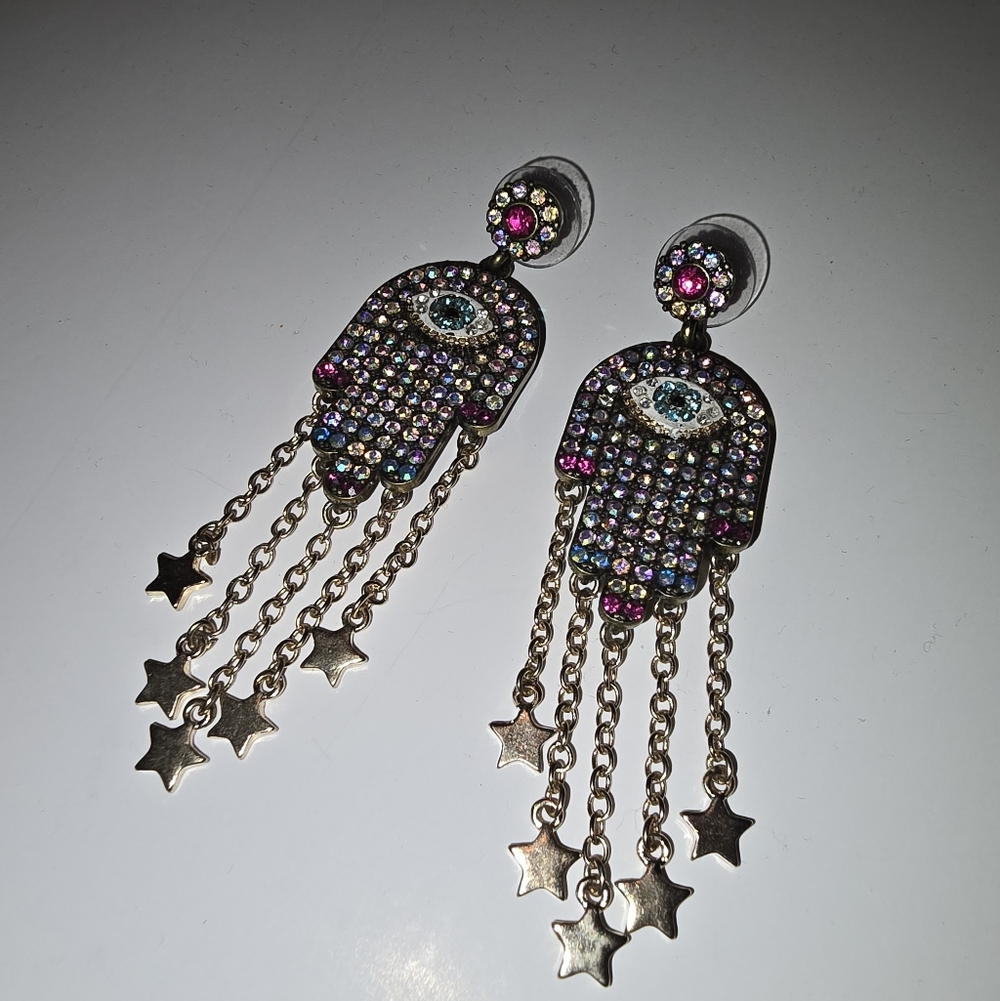 Betsey Johnson Hamsa Drop Earrings